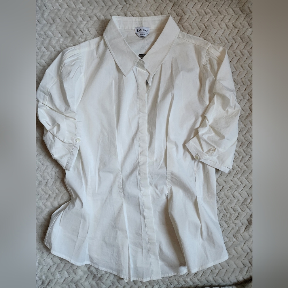bebe White Button Down Shirt